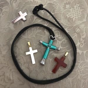 EUC Lot of Christian Cross Necklace Pin Pendants